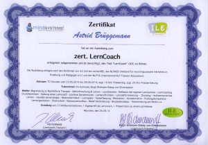Zertifikat Lerncoach Astrid Brüggemann_